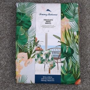 Tommy Bahama Table Cloth 60" x 84" Oblong Indoor/Outdoor Philodendron Palm Leaf